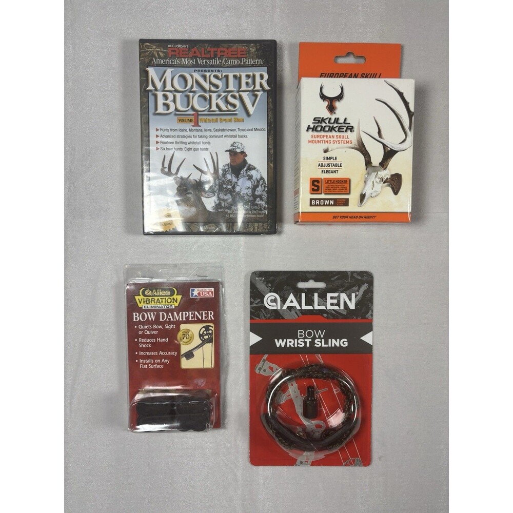 Hunting Accessories Lot Skull Hooker Allen Bow Sling Dampener Realtree DVD NIP